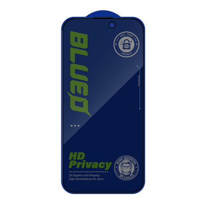 Blueo Anti-Peep Privacy Screen Protector for Apple iPhone 15 Plus, Tempered Glass, Full Glue