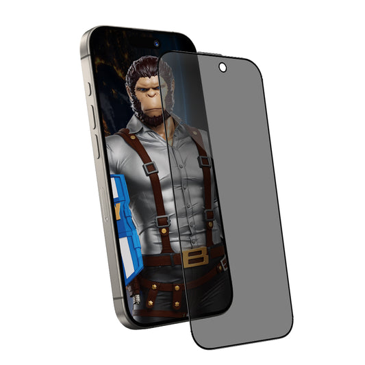 Blueo Anti-Peep Privacy Screen Protector for Apple iPhone 15 Pro, Tempered Glass, Full Glue