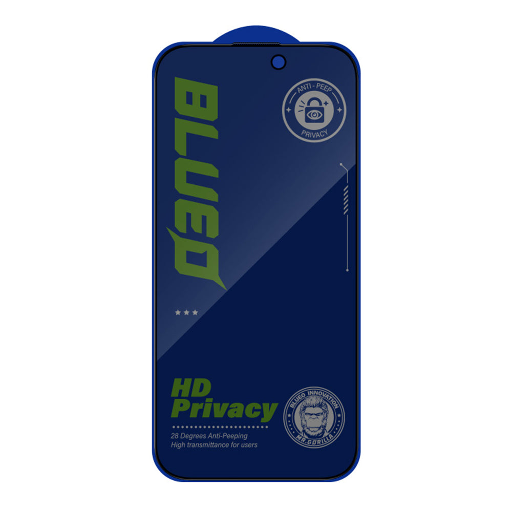 Privacy-Schutzfolie Blueo Anti-Peep für Apple iPhone 17e / 16e / 14 / 13 Pro, gehärtetes Glas, Vollkleber