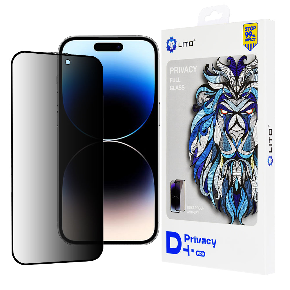 Film de protection d'écran Privacy Lito D+ Pro pour Apple iPhone 14 Pro, Verre trempé, Collage intégral
