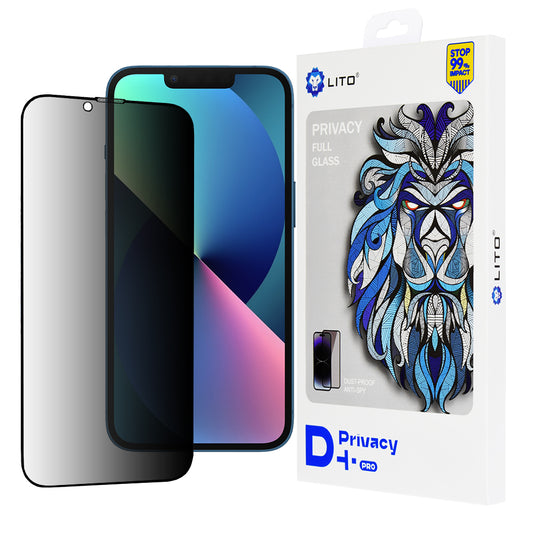 Privacy-Schutzfolie Lito D+ Pro für Apple iPhone 17e / 16e / 14 / 13 Pro, gehärtetes Glas, Vollkleber