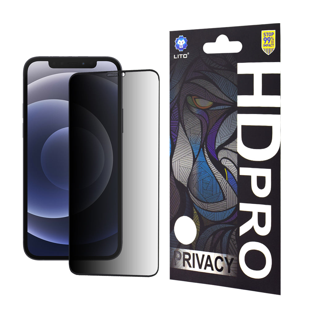 Privacy-Schutzfolie Lito HD Pro für Apple iPhone 12 / 12 Pro, gehärtetes Glas, Vollklebung