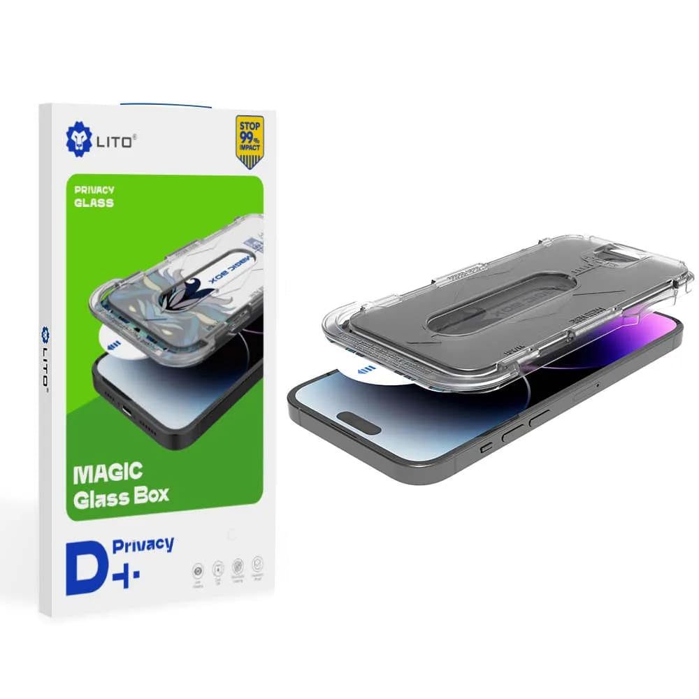 Privacy Screen Protector Lito Magic Glass Box D+ Tools for Apple iPhone 11 Pro, Tempered Glass, Full Glue