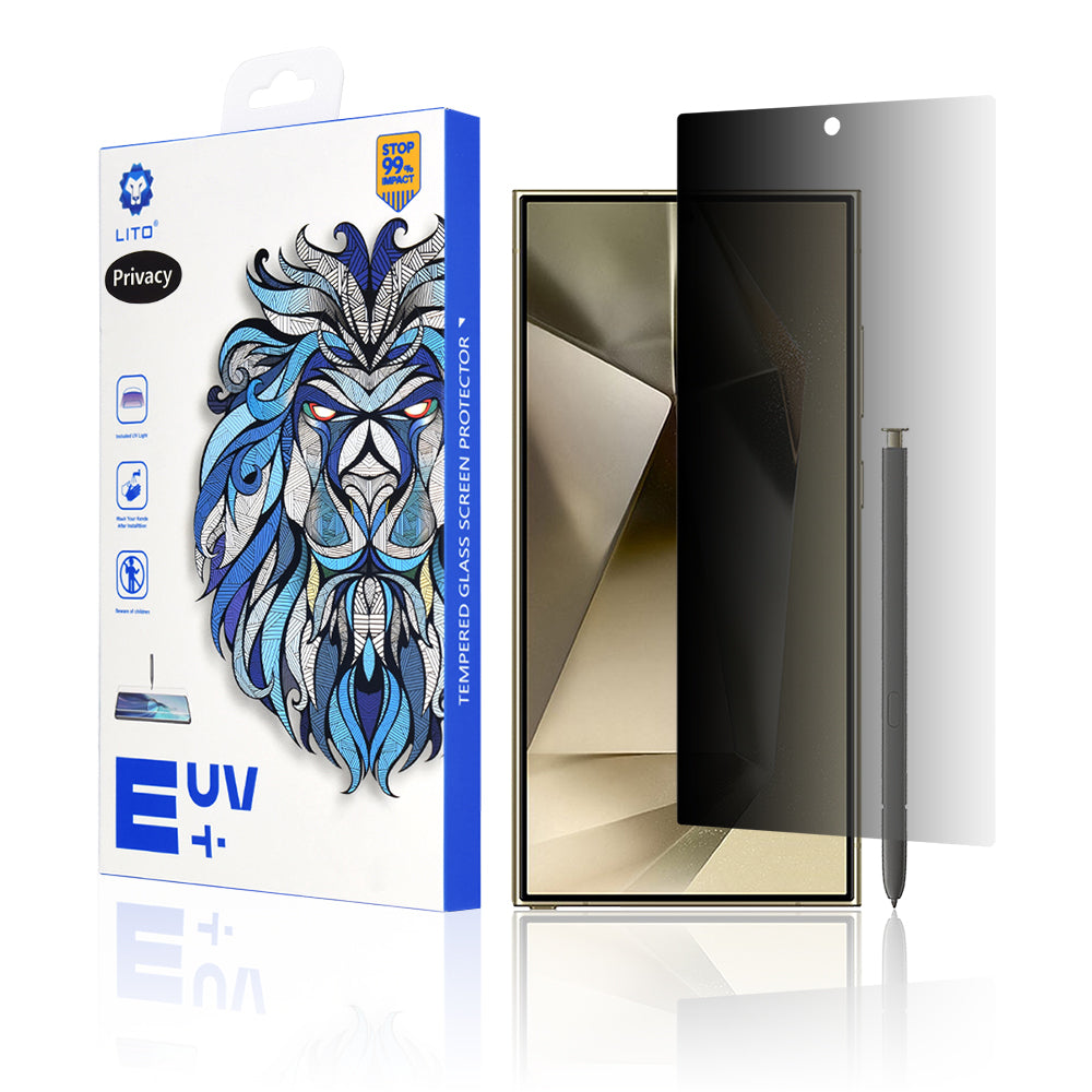 Privacy-Schutzfolie Lito für Samsung Galaxy S24 Ultra S928, gehärtetes Glas, UV-Kleber, 3D