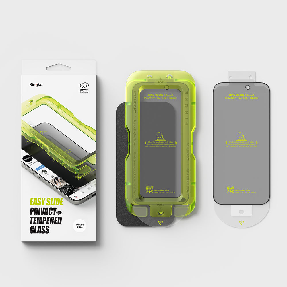 Privacy Screen Protector Ringke Easy Slide for Apple iPhone 18 Pro, Tempered Glass, Full Glue, Set of 2 pieces