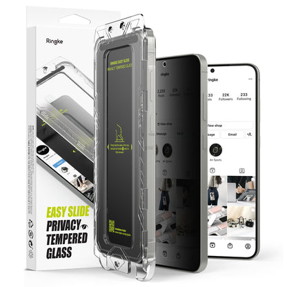 Privacy-Schutzfolie Ringke Easy Slide für Samsung Galaxy S25+ S936, gehärtetes Glas, Full Glue, 2er-Set