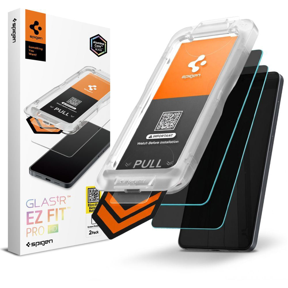 Film de protection écran Privacy Spigen GlastR EZ FIT Pro HD pour Samsung Galaxy S26 Plus S947, Verre Trempé, Full Glue, Set 2 pièces AGL11085