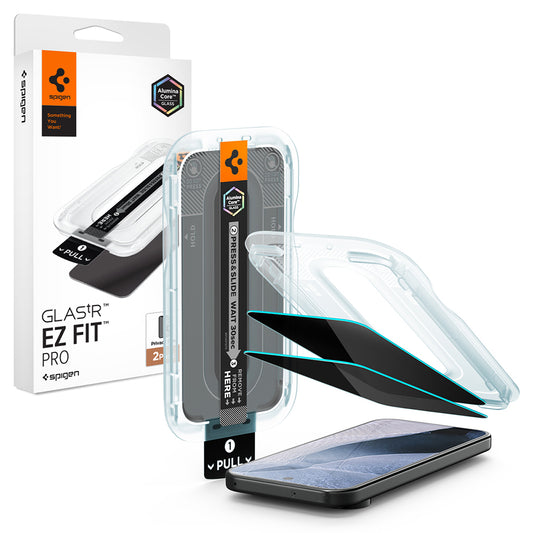 Film de protection d'écran Privacy Spigen GlastR EZ FIT Pro pour Google Pixel 11 / 10, Verre Trempé, Collage Complet, Set de 2 pièces AGL11546