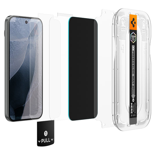 Film de protection d'écran Privacy Spigen GlastR EZ FIT Pro pour Google Pixel 11 / 10, Verre Trempé, Collage Complet, Set de 2 pièces AGL11546