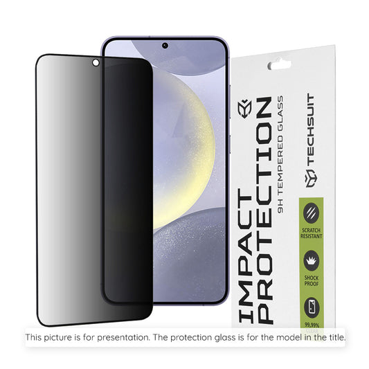 Film de protection d'écran Privacy Techsuit pour Apple iPhone 18 Pro, Verre trempé, Full Glue, 111D