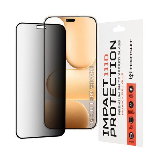Film de protection écran Privacy Techsuit pour Honor 600 Lite, Verre Trempé, Full Glue, 111D