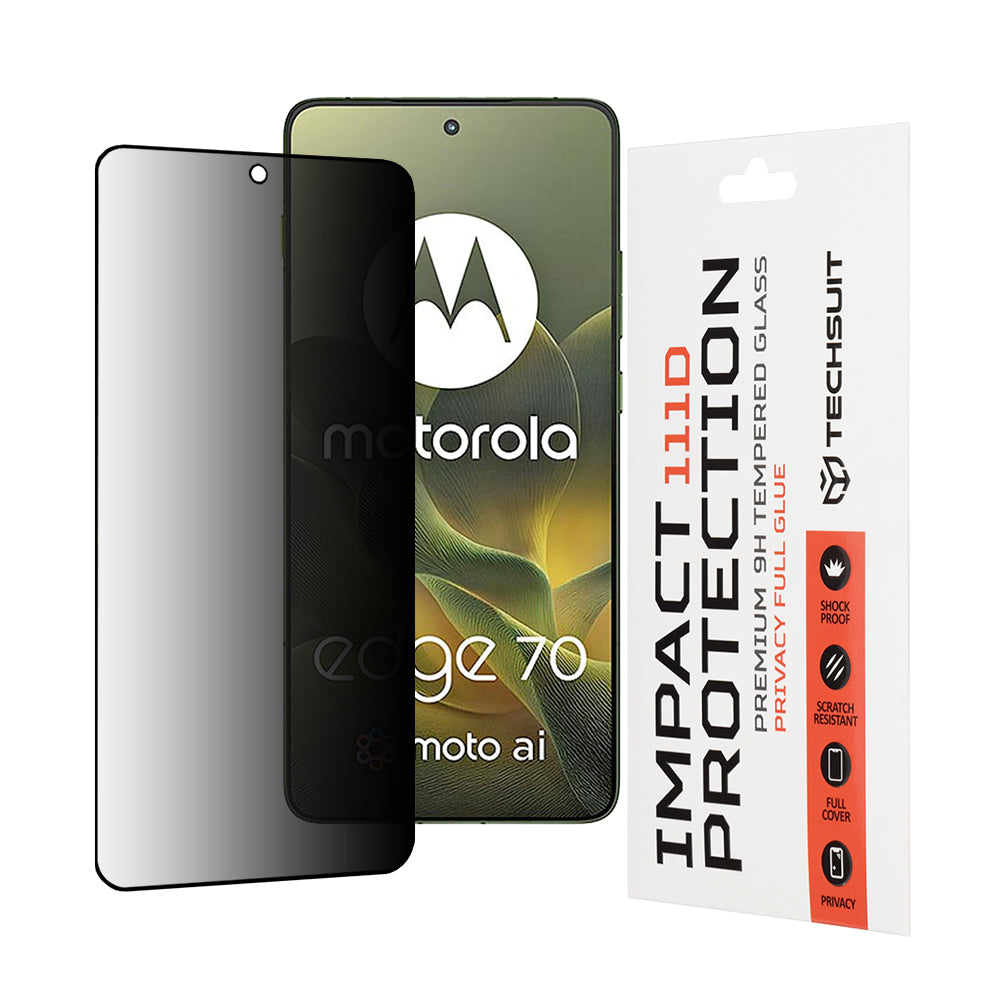 Film de protection écran Privacy Techsuit pour Motorola Edge 70, Verre Trempé, Full Glue, 111D