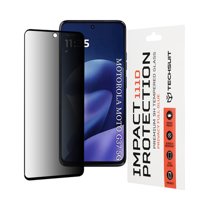Privacy Techsuit Displayschutzfolie für Motorola Moto G47 / G37 Power / G37, gehärtetes Glas, Full Glue, 111D