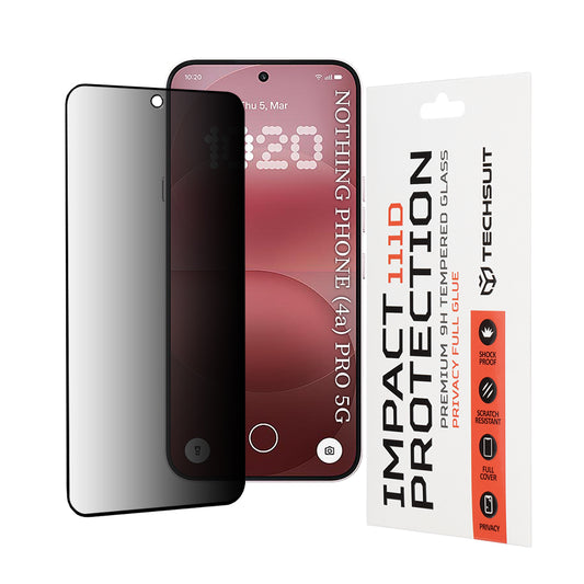 Schutzfolie Privacy Techsuit für Nothing Phone (4a) Pro, gehärtetes Glas, Full Glue, 111D
