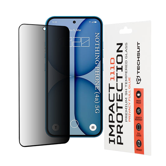 Schutzfolie Privacy Techsuit für Nothing Phone (4a), Gehärtetes Glas, Vollverklebung, 111D