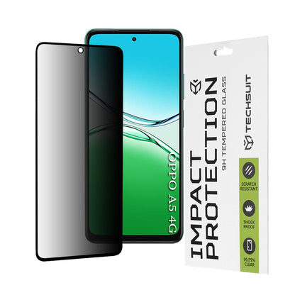 Privacy Techsuit Screen Protector for Oppo A5 4G, Tempered Glass, Full Glue, 111D