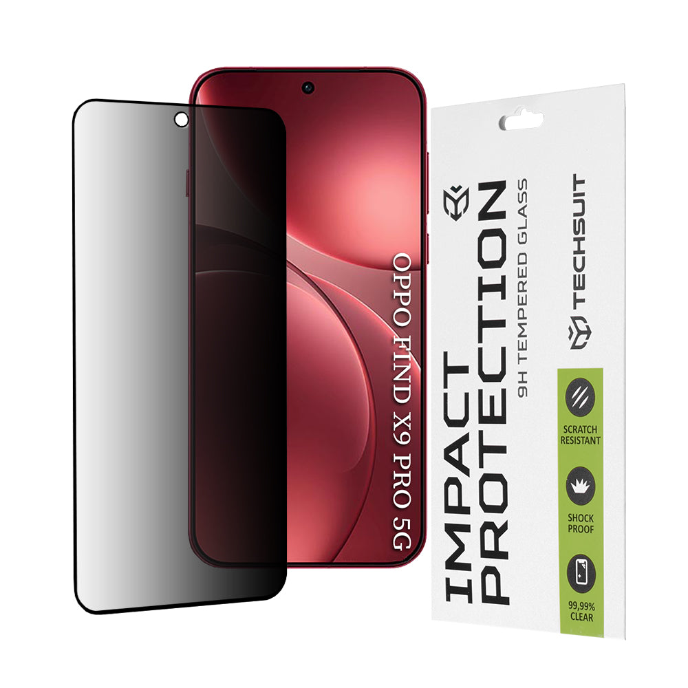 Schutzfolie Privacy Techsuit für Oppo Find X9 Pro, gehärtetes Glas, Full Glue, 111D