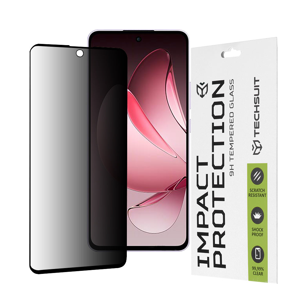 Privacy Techsuit Screen Protector for Oppo Reno13 FS 5G / Reno13 F 4G / Reno13 F, Tempered Glass, Full Glue, 111D