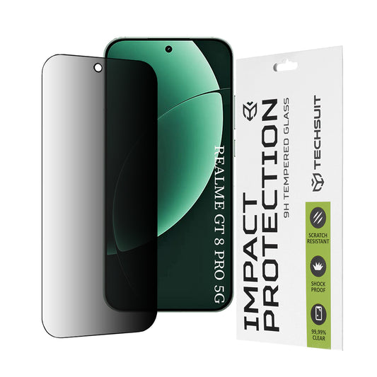 Schutzfolie Privacy Techsuit für Realme GT 8 Pro, gehärtetes Glas, Full Glue, 111D