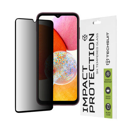 Privacy Techsuit Screen Protector Film for Samsung Galaxy A14 A145 / A14 5G A146, Tempered Glass, Full Glue, 111D