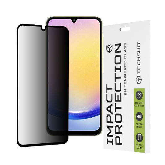 Film de protection d'écran Privacy Techsuit pour Samsung Galaxy A25 A256, Verre Trempé, Full Glue, 111D