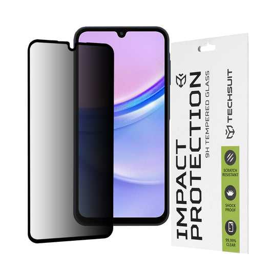 Film de protection d'écran Privacy Techsuit pour Samsung Galaxy M15 / A15 5G A156 / A15 A155, Verre trempé, Collage intégral, 111D