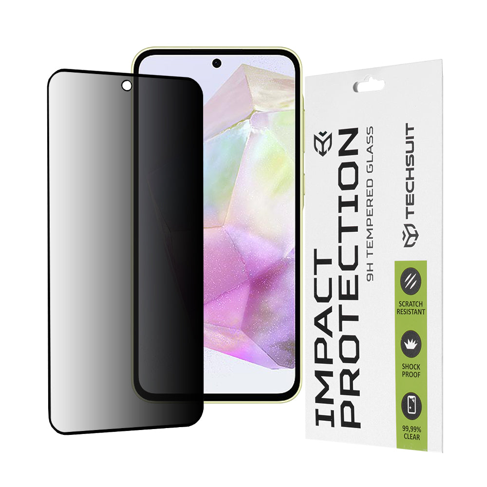 Film de protection d'écran Privacy Techsuit pour Samsung Galaxy M56 M566 / M35 / A55 5G A556 / A35 5G A356, Verre Trempé, Full Glue, 111D