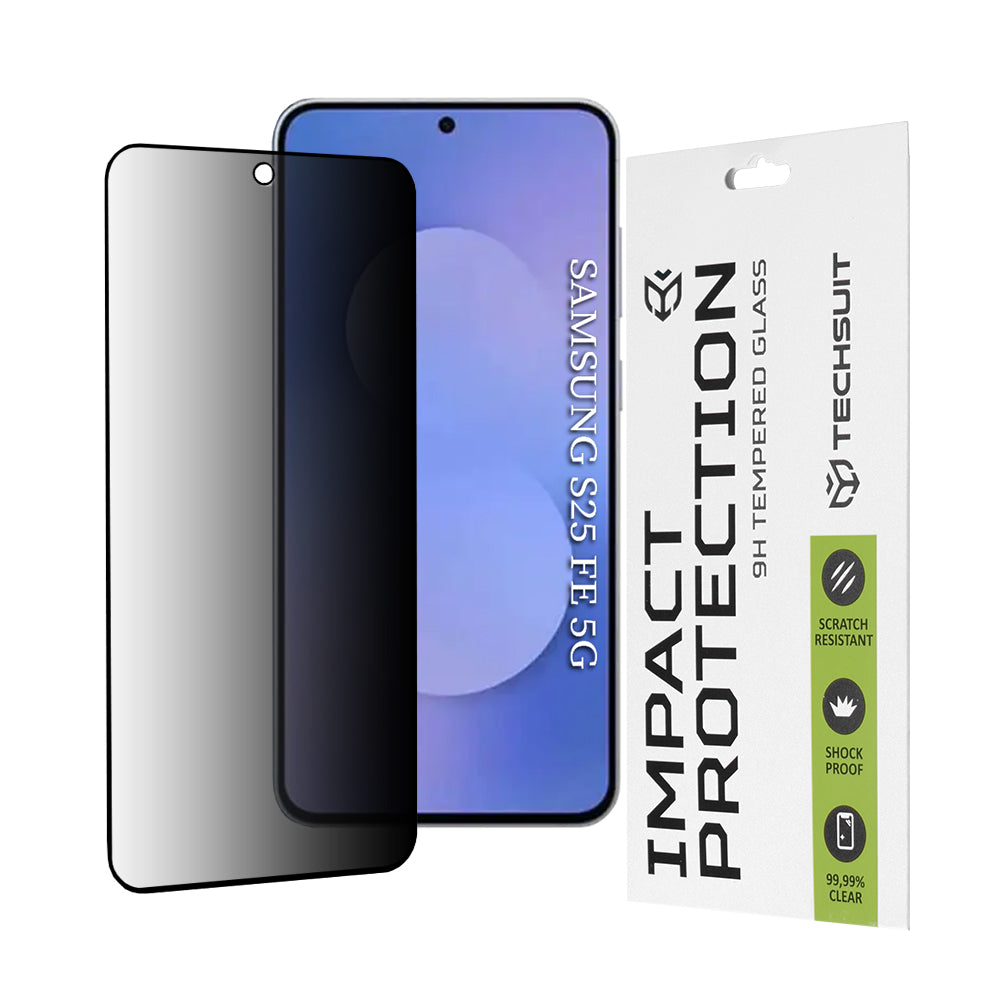 Privacy Techsuit Screen Protector Film for Samsung Galaxy S25 FE, Tempered Glass, Full Glue, 111D