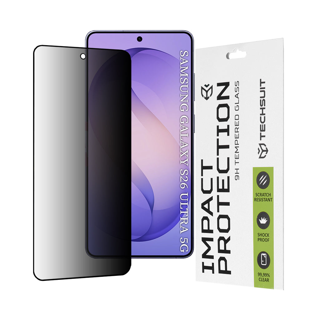Schutzfolie Privacy Techsuit für Samsung Galaxy S26 Ultra S948, Gehärtetes Glas, Vollverklebung, 111D