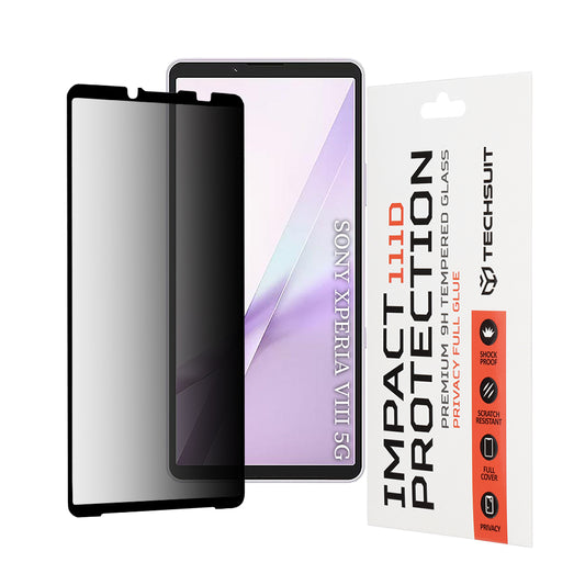 Privacy Techsuit Displayschutzfolie für Sony Xperia 10 VIII, gehärtetes Glas, Full Glue, 111D