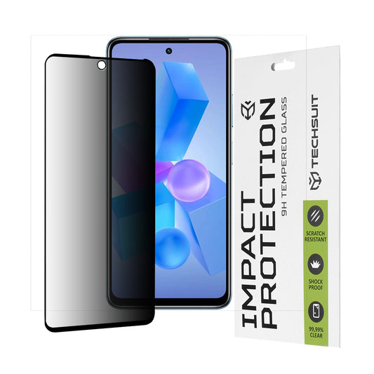 Privacy Techsuit Displayschutzfolie für Tecno Spark 20 Pro / Pova 5 Pro / Hot 40 / Hot 40 Pro, gehärtetes Glas, Full Glue, 111D