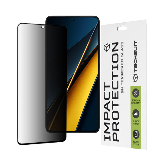 Film de protection d'écran Privacy Techsuit pour Xiaomi Poco X6 Pro, Verre Trempé, Full Glue, 111D