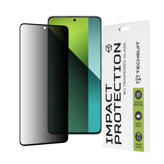 Film de protection d'écran Privacy Techsuit pour Xiaomi Poco X6 / Redmi Note 13 Pro 5G, Verre Trempé, Collage Complet, 111D