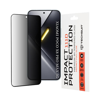 Film de protection écran Privacy Techsuit pour Xiaomi Poco X8 Pro Max, Verre Trempé, Full Glue, 111D