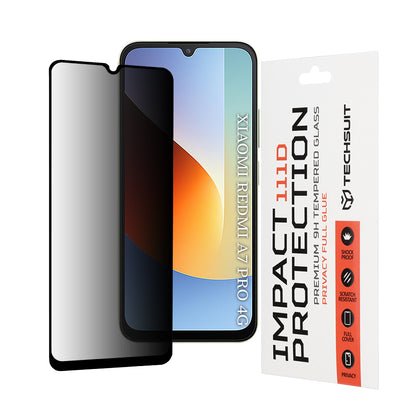 Privacy Techsuit Screen Protector for Xiaomi Redmi A7 Pro 4G, Tempered Glass, Full Glue, 111D