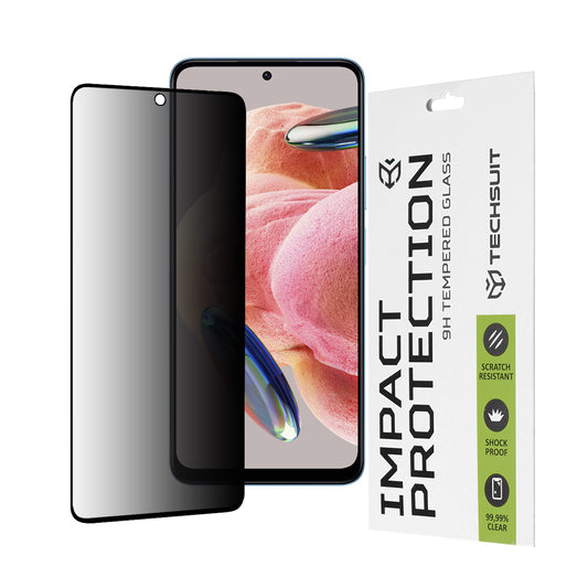 Film de protection d'écran Privacy Techsuit pour Xiaomi Redmi Note 12 4G / Poco X5 / Note 12 5G, Verre Trempé, Collage Complet, 111D