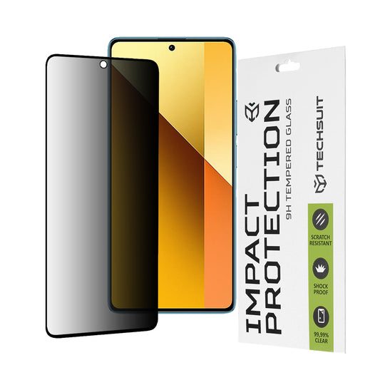 Film de protection d'écran Privacy Techsuit pour Xiaomi Redmi Note 13 5G, Verre Trempé, Full Glue, 111D