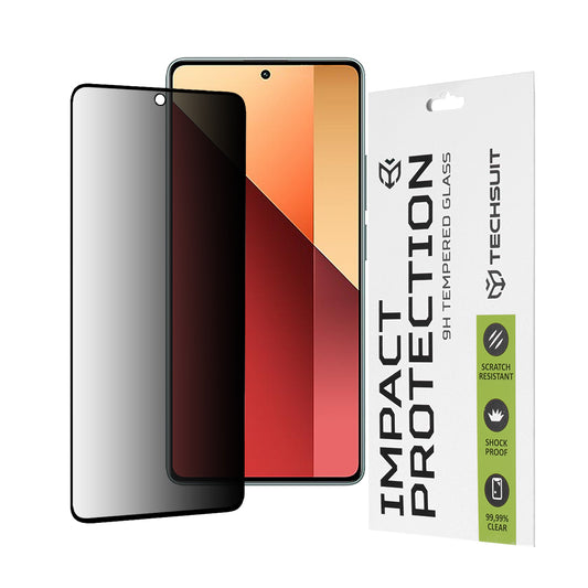Film de protection d'écran Privacy Techsuit pour Xiaomi Redmi Note 13 Pro 4G / Poco M6 Pro 4G, Verre Trempé, Full Glue, 111D