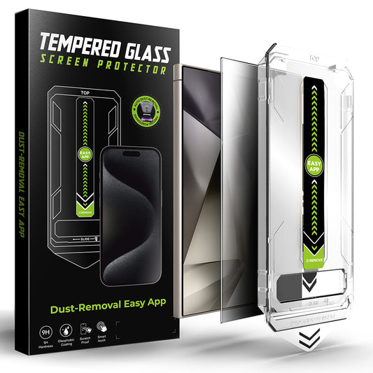 Privacy-Schutzfolie Techsuit TitanGlass CrystalHD für Samsung Galaxy S24 Ultra S928, Sicherheitsglas, Vollkleber