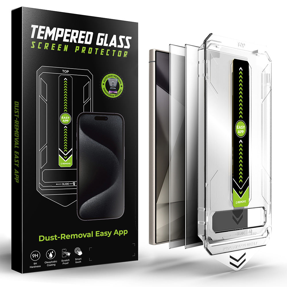 Film de protection d'écran Privacy Techsuit TitanGlass CrystalHD pour Samsung Galaxy S24 Ultra S928, Verre Sécurisé, Collage Complet, Lot de 2 pièces