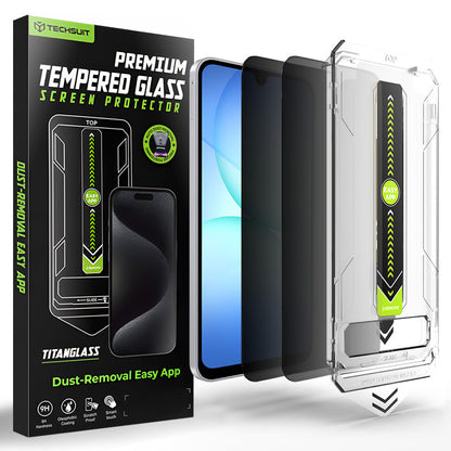 Privacy-Schutzfolie Techsuit TitanGlass CrystalHD für Samsung Galaxy A17 5G / A16 5G A166, Sicherheitsglas, Vollklebung, 2 Stück Set