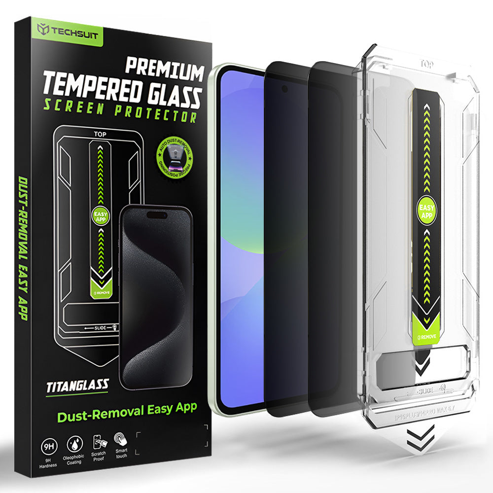 Privacy Screen Protector Techsuit TitanGlass CrystalHD for Samsung Galaxy A37 5G / A36 A366, Tempered Glass, Full Glue, Set of 2 pieces