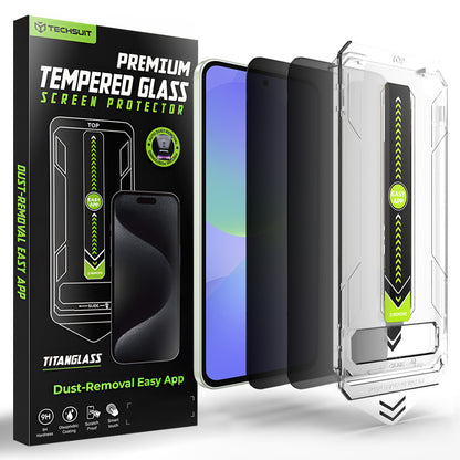 Privacy Screen Protector Techsuit TitanGlass CrystalHD for Samsung Galaxy A37 5G / A36 A366, Tempered Glass, Full Glue, Set of 2 pieces