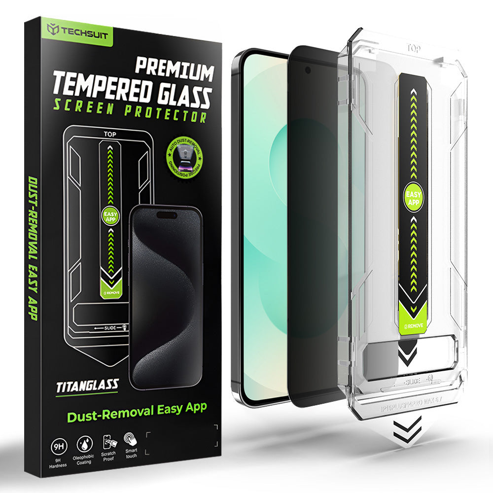 Schutzfolie Privacy Techsuit TitanGlass CrystalHD für Samsung Galaxy S26 Plus S947, Gehärtetes Glas, Vollverklebung