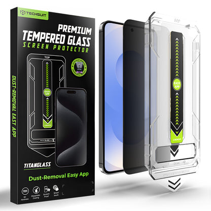Film de protection écran Privacy Techsuit TitanGlass CrystalHD pour Samsung Galaxy S26, Verre Trempé, Full Glue