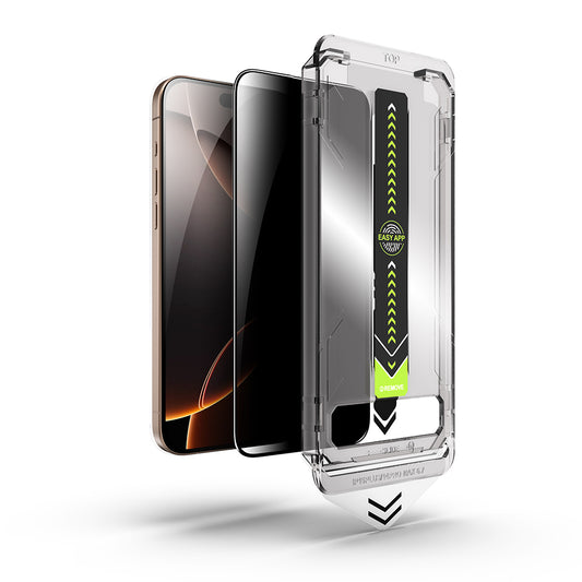 Displayschutzfolie Privacy Techsuit TitanGlass für Apple iPhone 17 / 16 Pro, gehärtetes Glas, Vollverklebung