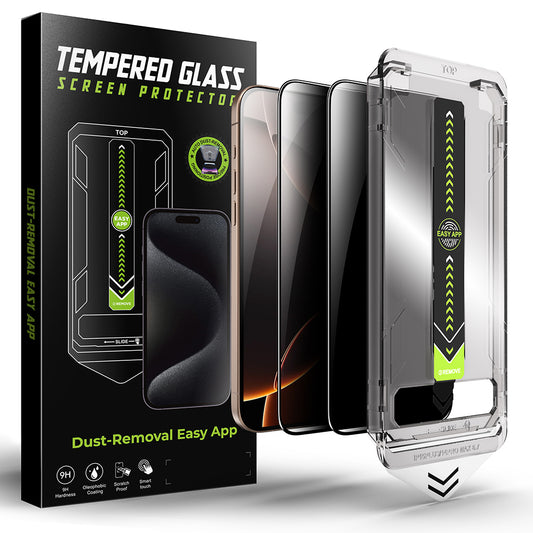Displayschutzfolie Privacy Techsuit TitanGlass für Apple iPhone 17 / 16 Pro, gehärtetes Glas, Full Glue, Set mit 2 Stück