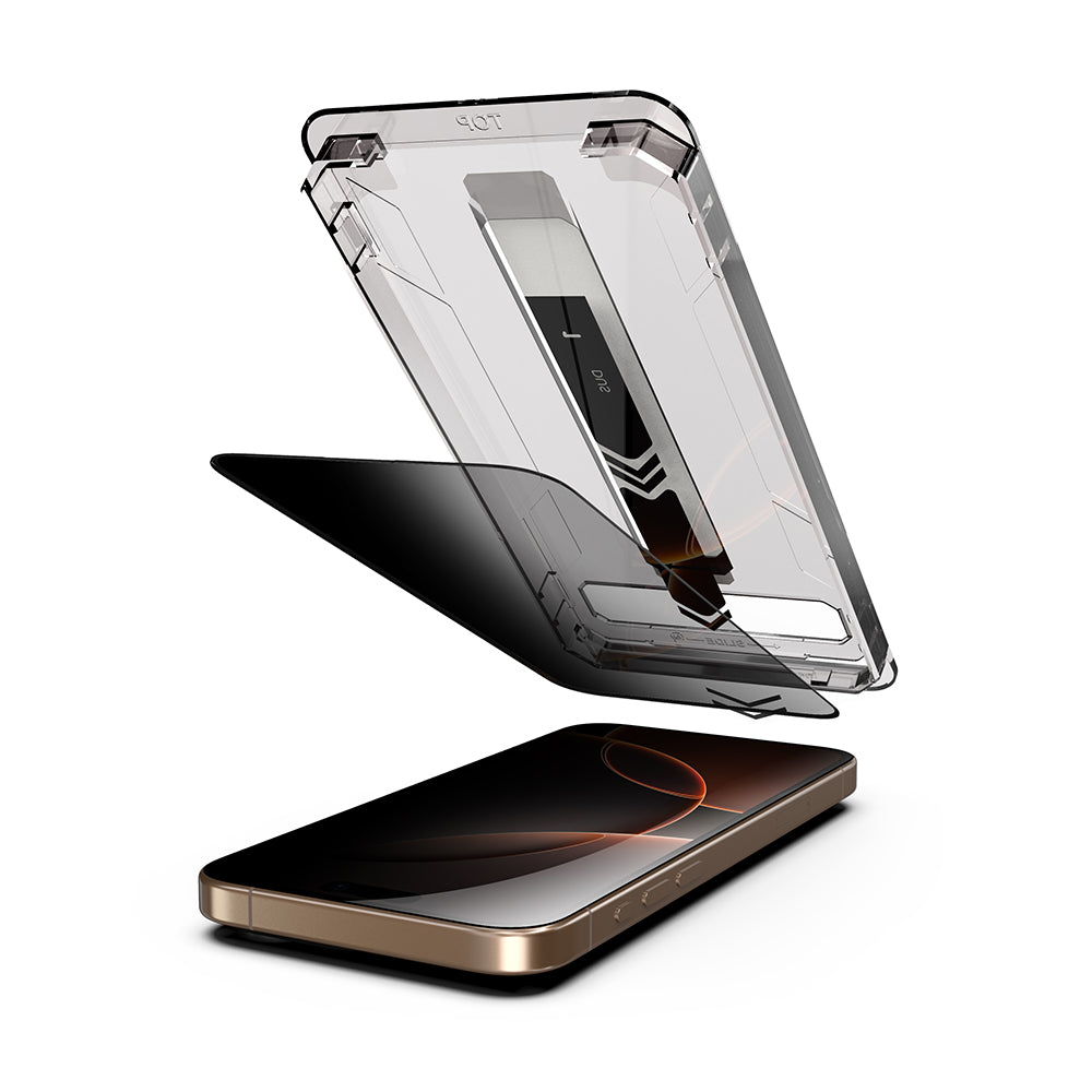 Displayschutzfolie Privacy Techsuit TitanGlass für Apple iPhone 17 / 16 Pro, gehärtetes Glas, Full Glue, Set mit 2 Stück