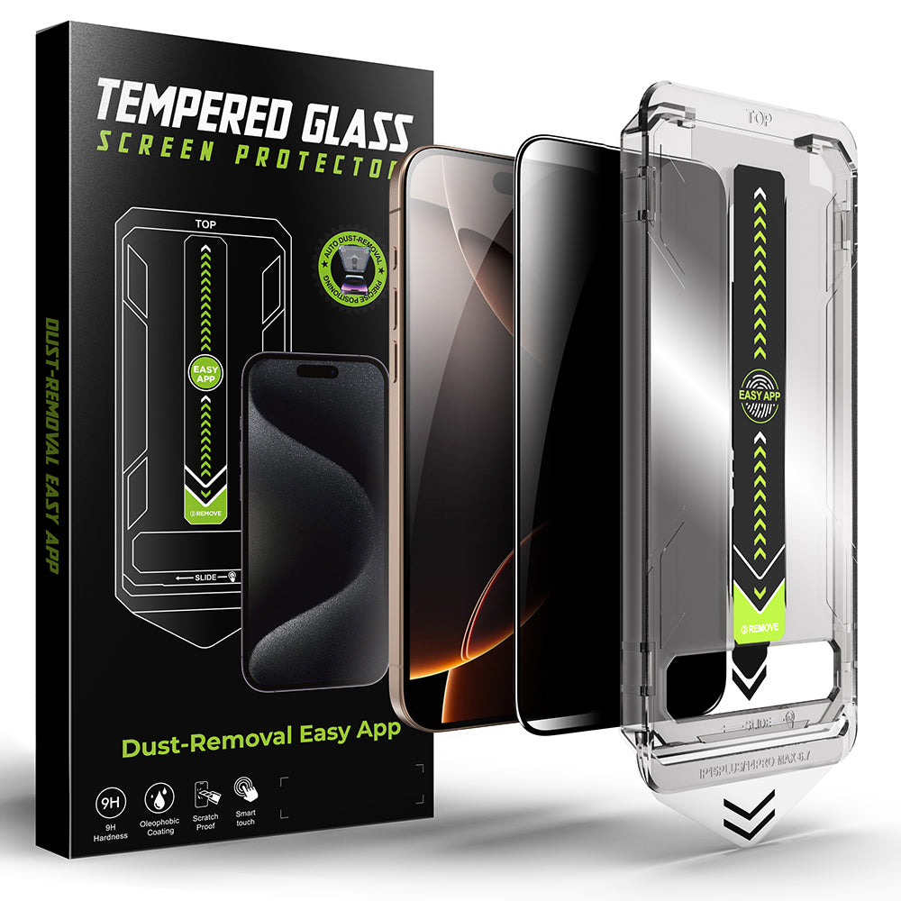 Schutzfolie Privacy Techsuit TitanGlass für Apple iPhone 17 Pro Max, gehärtetes Glas, Full Glue