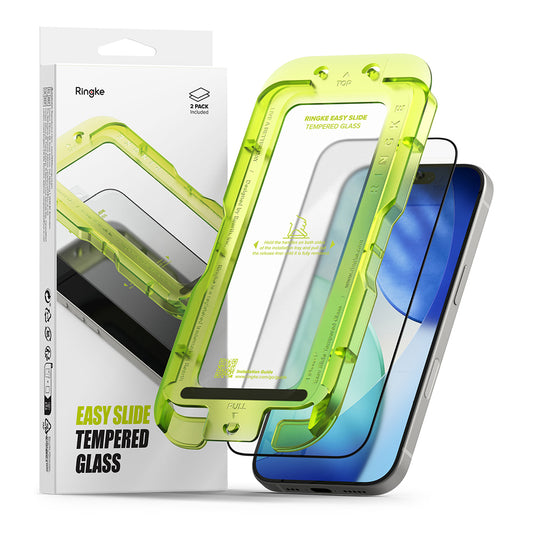 Ringke Easy Slide Screen Protector for Apple iPhone 17, Tempered Glass, Full Glue, Set of 2 pieces